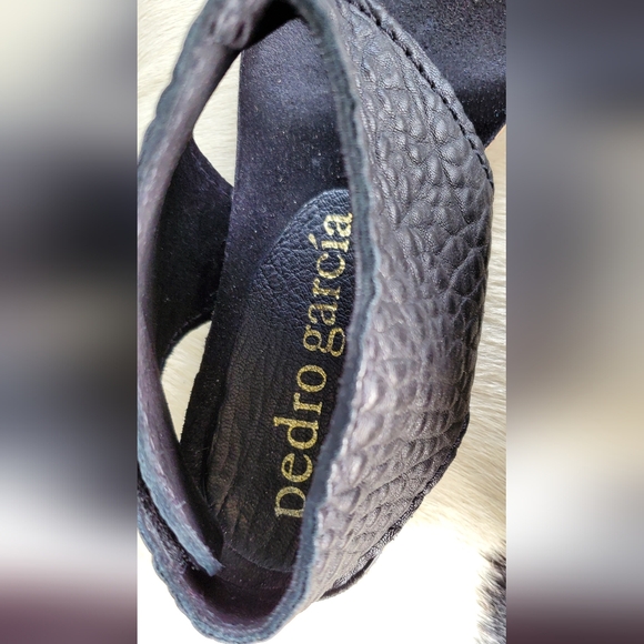 Pedro Garcia Black Textured Sandals Sz 36.5 Or Sz 6.5 - Picture 4 of 9